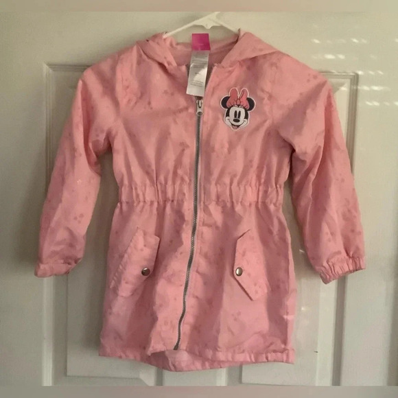 Disney Minnie Mouse hooded zip up utility pink girls jacket, size 5 - Picture 1 of 5